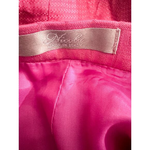 Italian Hot Pink Jacquard Skirt Suit Power Blazer & Pencil Skirt Barbiecore - Picture 9 of 13
